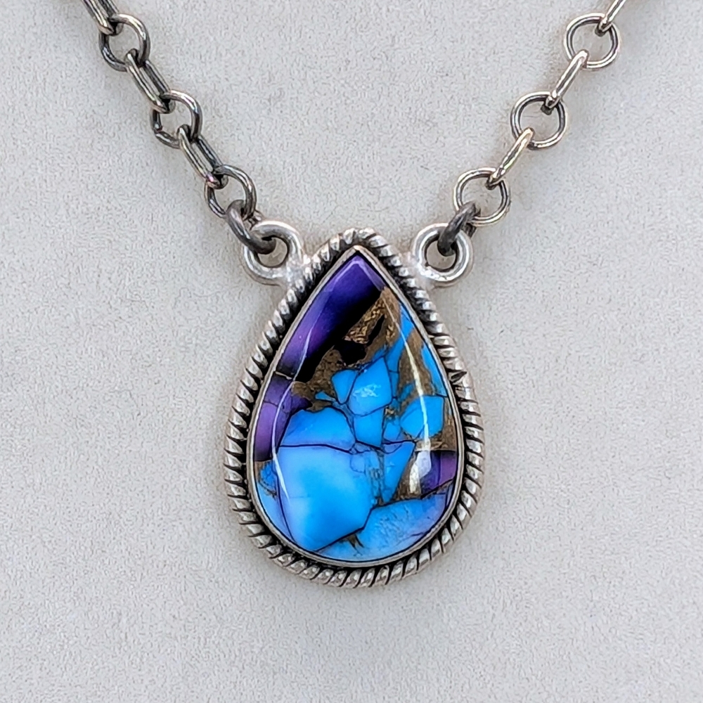 Ice Blue Dahlia Turquoise S925 Sterling Silver Necklace